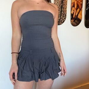 Motel Rocks Charcoal Strapless Dress